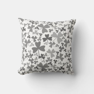 Gray Shamrocks Throw Pillow