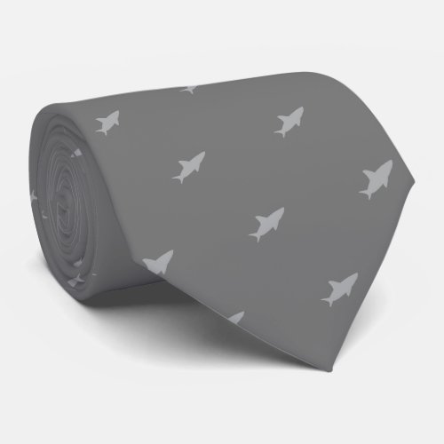 Gray Shark Small Animal Pattern Neck Tie