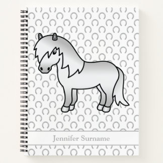 Gray Shetland Pony Cartoon Pony &amp; Custom Text Notebook