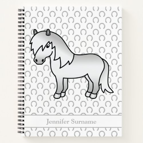 Gray Shetland Pony Cartoon Pony  Custom Text Notebook