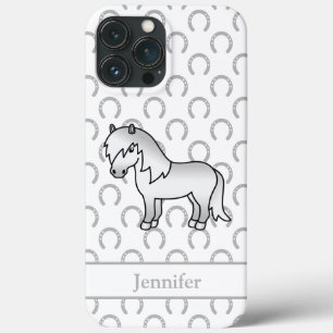 Gray Shetland Pony Cute Cartoon Illustration iPhone 13 Pro Max Case