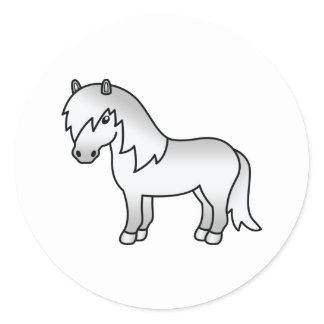 Gray Shetland Pony Cute Cartoon Illustration Classic Round Sticker