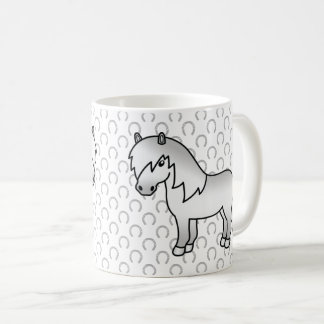 Gray Shetland Pony Cute Cartoon Illustration Coffee Mug