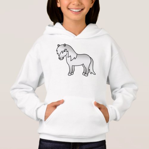 Gray Shetland Pony Cute Cartoon Illustration Hoodie