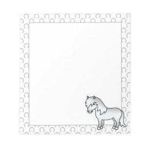 Gray Shetland Pony Cute Cartoon Illustration Notepad