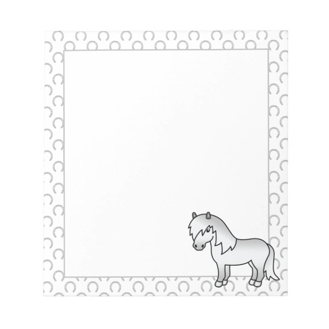 Gray Shetland Pony Cute Cartoon Illustration Notepad (Front)
