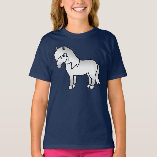 Gray Shetland Pony Cute Cartoon Illustration T_Shirt