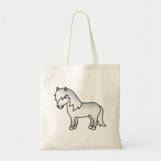 Gray Shetland Pony Cute Cartoon Illustration Tote Bag (Front)