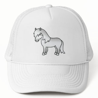 Gray Shetland Pony Cute Cartoon Illustration Trucker Hat