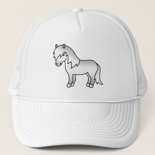 Gray Shetland Pony Cute Cartoon Illustration Trucker Hat