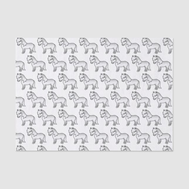 Gray Shetland Pony Cute Cartoon Pony Pattern Tissue Paper (Front)