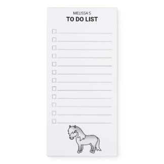 Gray Shetland Pony Cute Cartoon Pony To Do List Magnetic Notepad