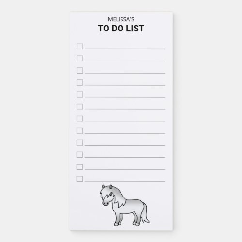 Gray Shetland Pony Cute Cartoon Pony To Do List Magnetic Notepad