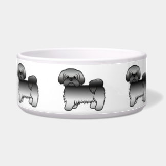 Gray Shih Tzu Cute Cartoon Dog Illustration Bowl
