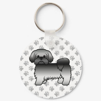 Gray Shih Tzu Cute Cartoon Dog Illustration Keychain