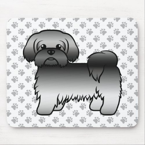 Gray Shih Tzu Cute Cartoon Dog Illustration Mouse Pad