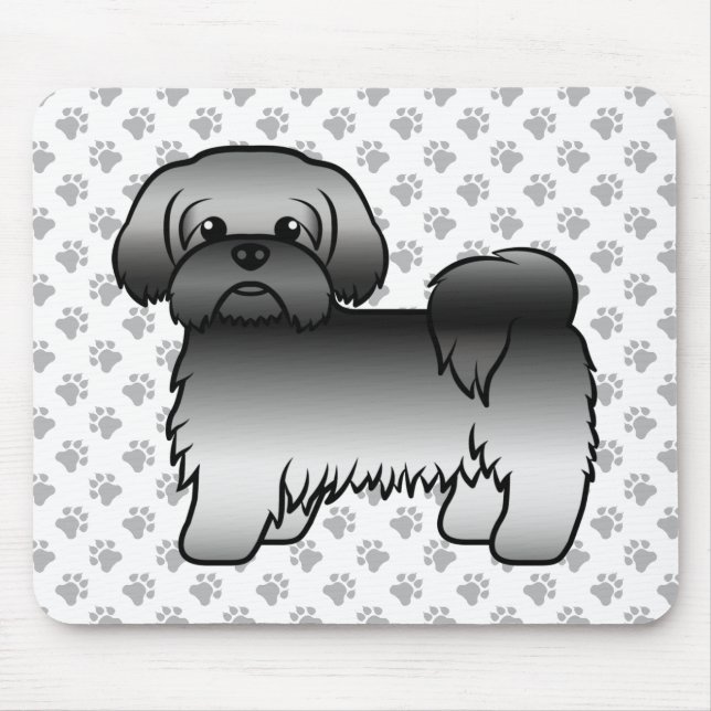Gray Shih Tzu Cute Cartoon Dog Illustration Mouse Pad (Front)
