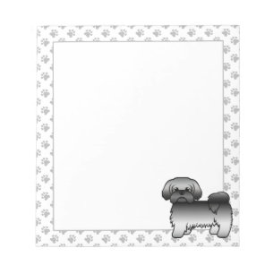 Gray Shih Tzu Cute Cartoon Dog Illustration Notepad
