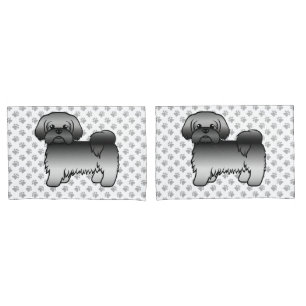Gray Shih Tzu Cute Cartoon Dog Illustration Pillow Case