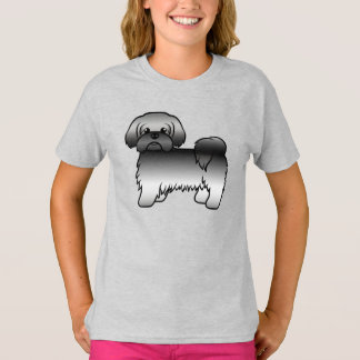 Gray Shih Tzu Cute Cartoon Dog Illustration T-Shirt