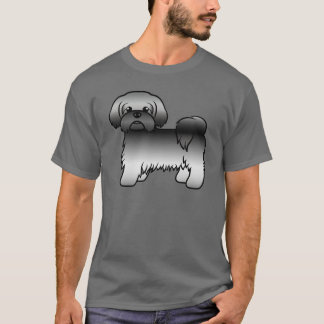 Gray Shih Tzu Cute Cartoon Dog Illustration T-Shirt