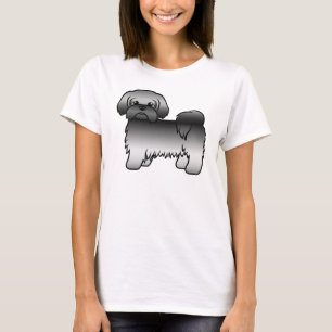 Gray Shih Tzu Cute Cartoon Dog Illustration T-Shirt