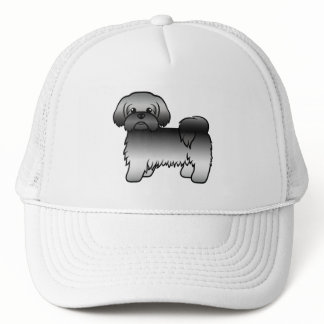 Gray Shih Tzu Cute Cartoon Dog Illustration Trucker Hat