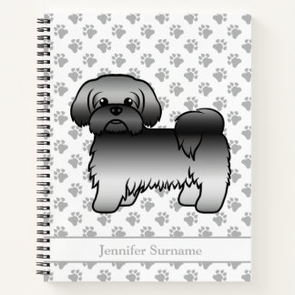 Gray Shih Tzu Cute Cartoon Dog &amp; Name Notebook