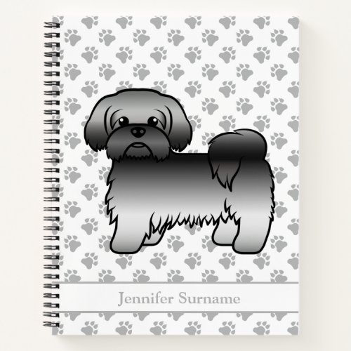 Gray Shih Tzu Cute Cartoon Dog  Name Notebook