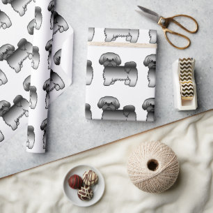 Gray Shih Tzu Cute Cartoon Dog Pattern Wrapping Paper