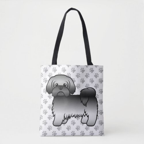 Gray Shih Tzu Cute Cartoon Dog  Paws Tote Bag
