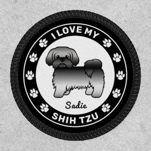 Gray Shih Tzu Dog I Love My Shih Tzu & Name Patch