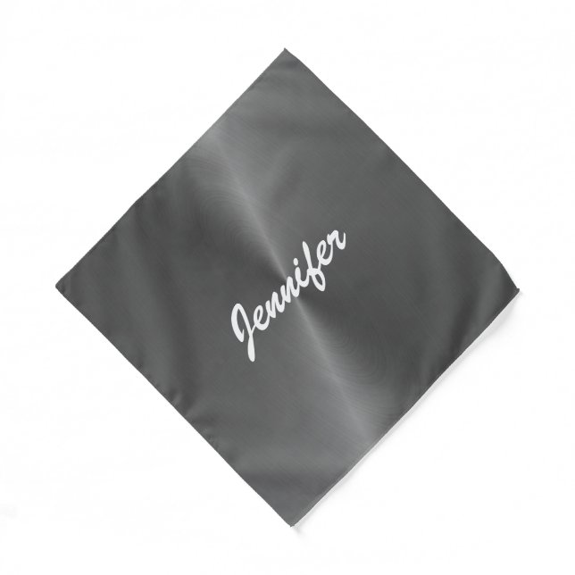Gray shiny faux metal custom name bandana (Front)