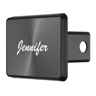 Gray shiny faux metal custom name hitch cover