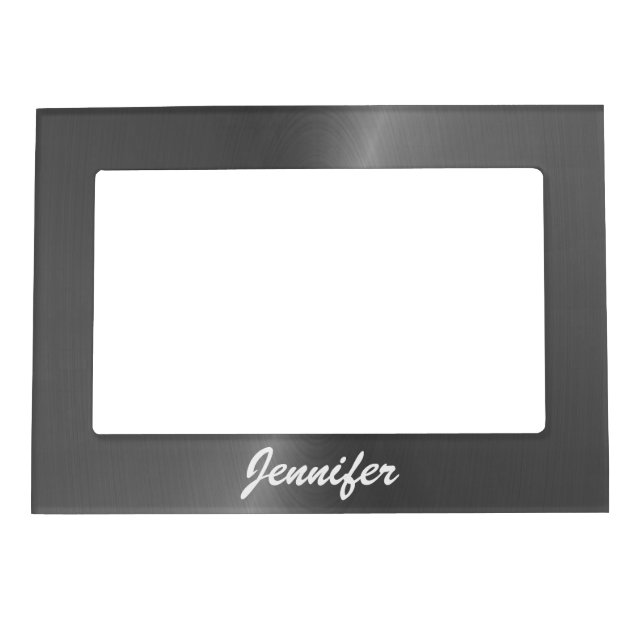 Gray shiny faux metal custom name magnetic frame (Front)