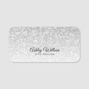 Gray Shiny Glitter Name Tag