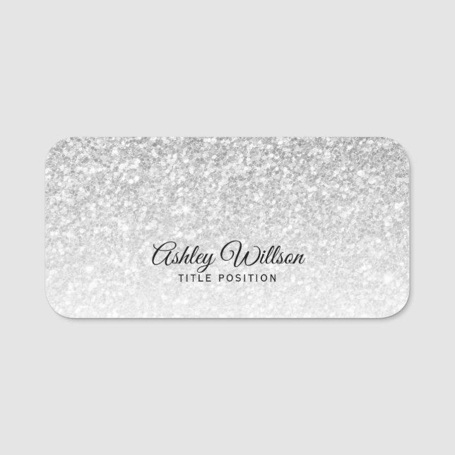 Gray Shiny Glitter Name Tag (Front)