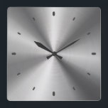 Gray Shiny Metallic Design-Stainless Steel Look Square Wall Clock<br><div class="desc">Silver gray shiny metallic design stainless steel look wall clock. Not a real steel but image that looks like steel.</div>