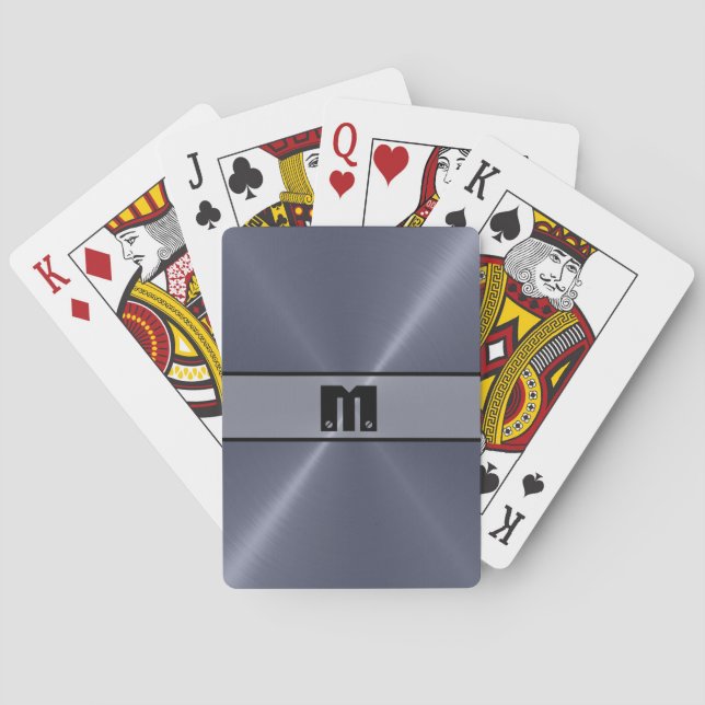 Gray Shiny Stainless Steel Metal 3 Poker Cards (Back)