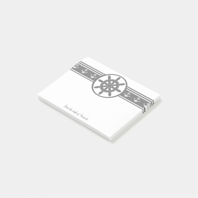 Gray Ships Wheel Personalized Notes (Angled)