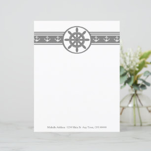 Gray Ships Wheel Personalized Paper Sheet