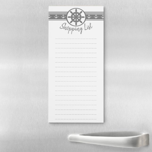 Gray Ships Wheel Shopping List Notepad (In Situ)