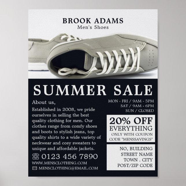 Gray Shoes, Men's Clothing Store Advertising Poster (Front)