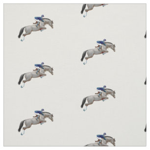 Gray Show Jumper Horse Equestrian Fabric