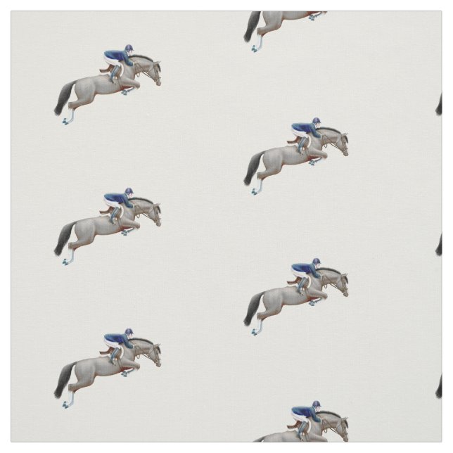 Gray Show Jumper Horse Equestrian Fabric (Swatch)