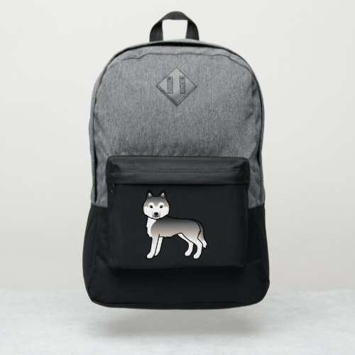 Gray Siberian Husky Cute Cartoon Dog Port Authority Backpack