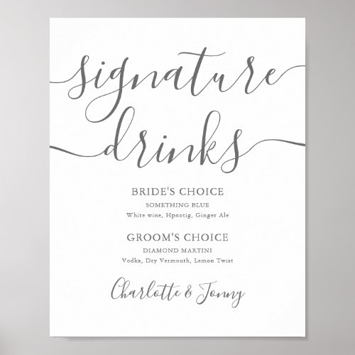 Gray Signature Script Signature Drinks Sign