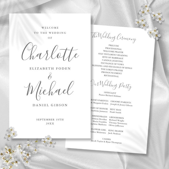 Gray Signature Script Wedding Program (Gray Signature Script Wedding Program)