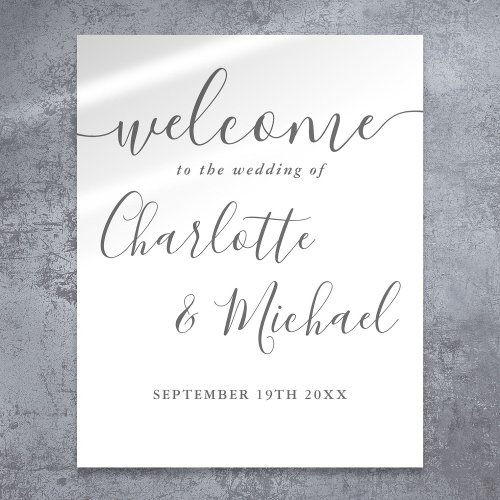 Gray Signature Script Wedding Welcome Sign
