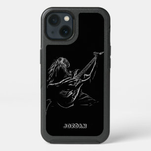 Gray Silhouette Guitarist iPhone 13 Case